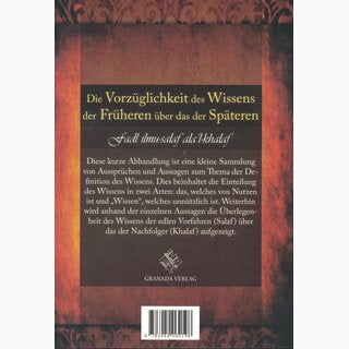 Die Vorzüglichkeit des Wissens der Früheren über das der Späteren